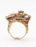 Кольцо из золота c эмалью и бивнем мамонта