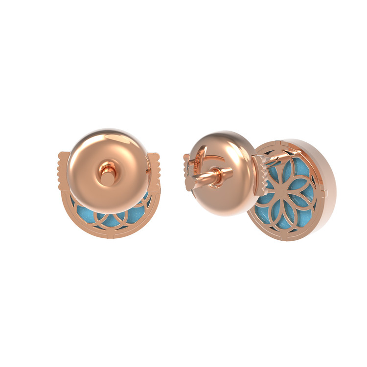 Серьги из красного золота 585 пробы c бирюзой