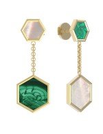 Серьги из лимонного золота c малахитом и перламутром