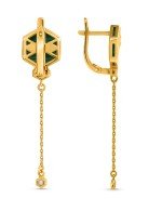 Серьги из лимонного золота c бриллиантами и малахитом