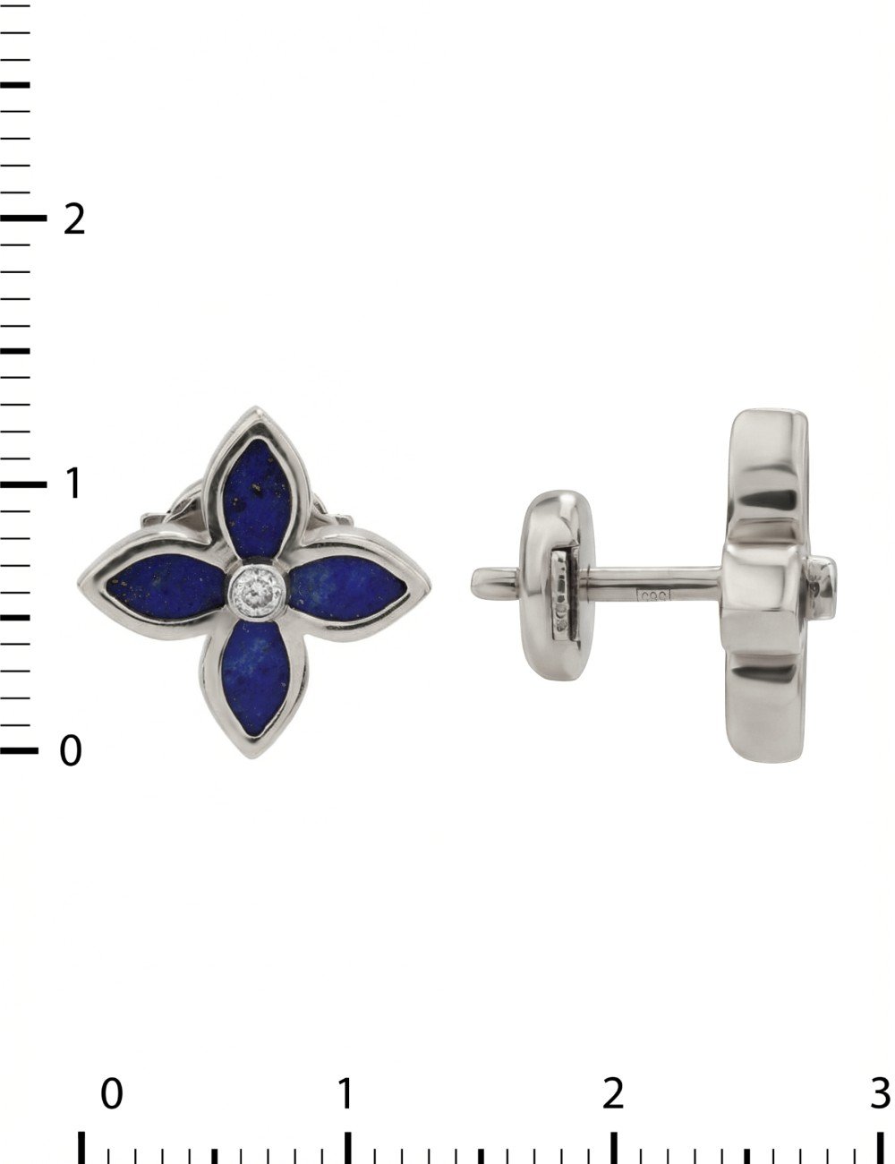 Серьги из белого золота c бриллиантами и лазуритом