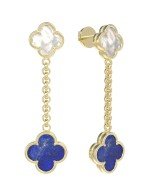 Серьги из лимонного золота c лазуритом и перламутром