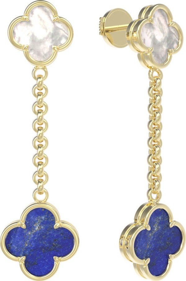 Серьги из лимонного золота c лазуритом и перламутром