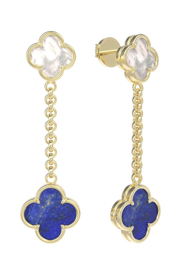 Серьги из лимонного золота c лазуритом и перламутром