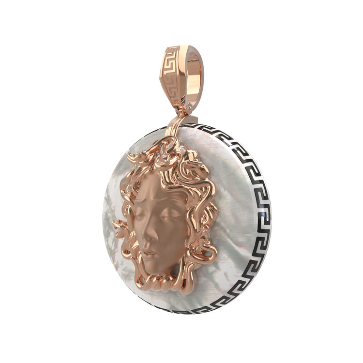 Подвеска из красного золота 585 пробы c эмалью и перламутром