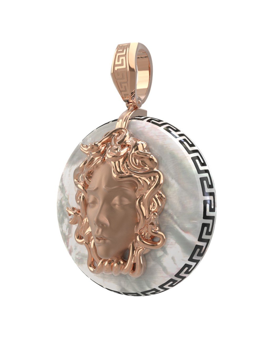 Подвеска из золота c эмалью и перламутром