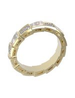 Кольцо из лимонного золота c бриллиантами и перламутром