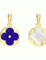 Подвеска из лимонного золота c лазуритом и перламутром