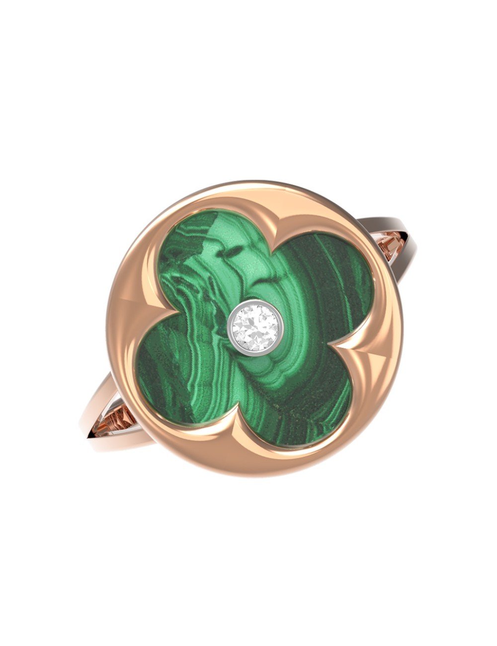 Кольцо из золота c бриллиантами и малахитом