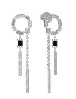 Серьги из белого золота c бриллиантами и ониксом