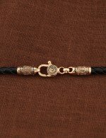 Гайтан из золота c кожаным шнурком