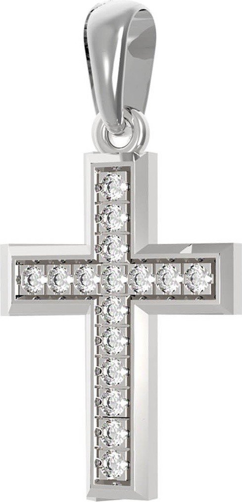 Крест из белого золота c бриллиантами