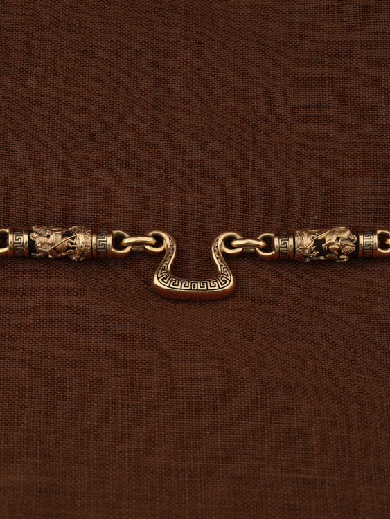 Цепь из красного золота 585 пробы c эмалью и эбеновым деревом