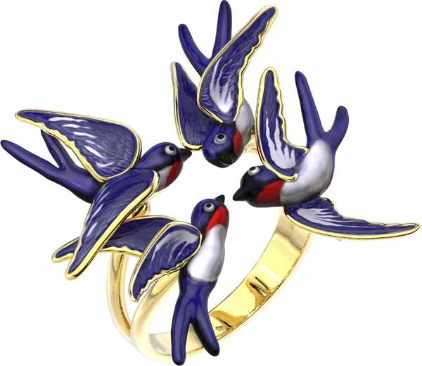 Кольцо из лимонного золота 585 пробы c эмалью