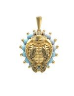 Подвеска из лимонного золота c эмалью и бирюзой