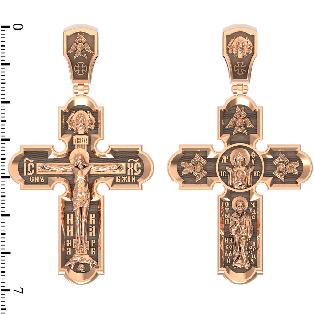 Крест из красного золота 585 пробы