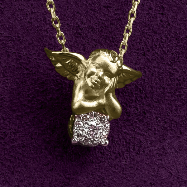 Колье из лимонного золота 585 пробы c бриллиантами