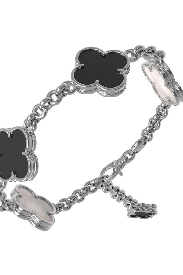 Браслет из белого золота c ониксом и перламутром