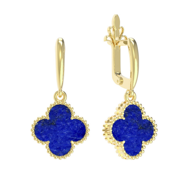 Серьги из лимонного золота 585 пробы c лазуритом