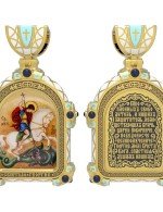 Образок из лимонного золота c эмалью, иконописью и темперой