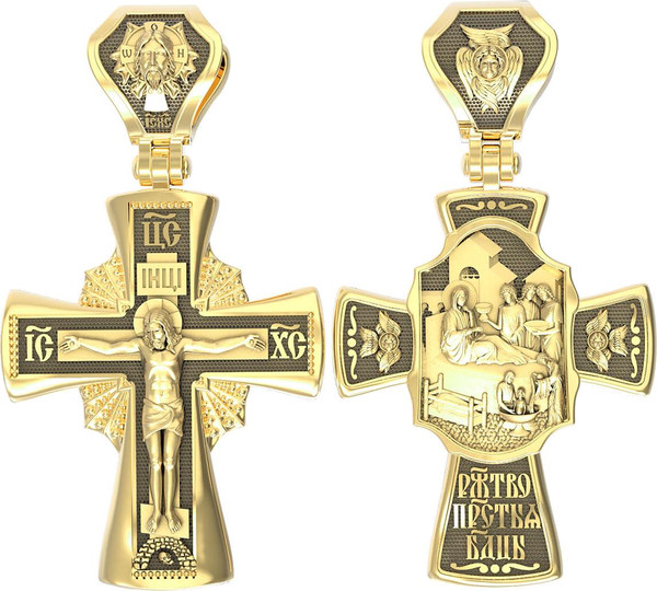 Крест из лимонного золота 585 пробы