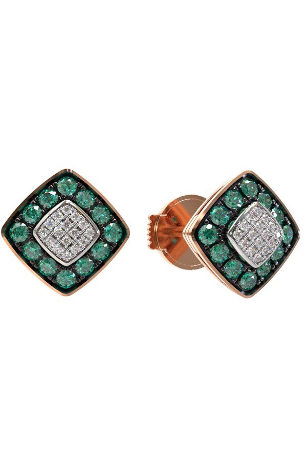 Серьги из золота c бриллиантами и изумрудом