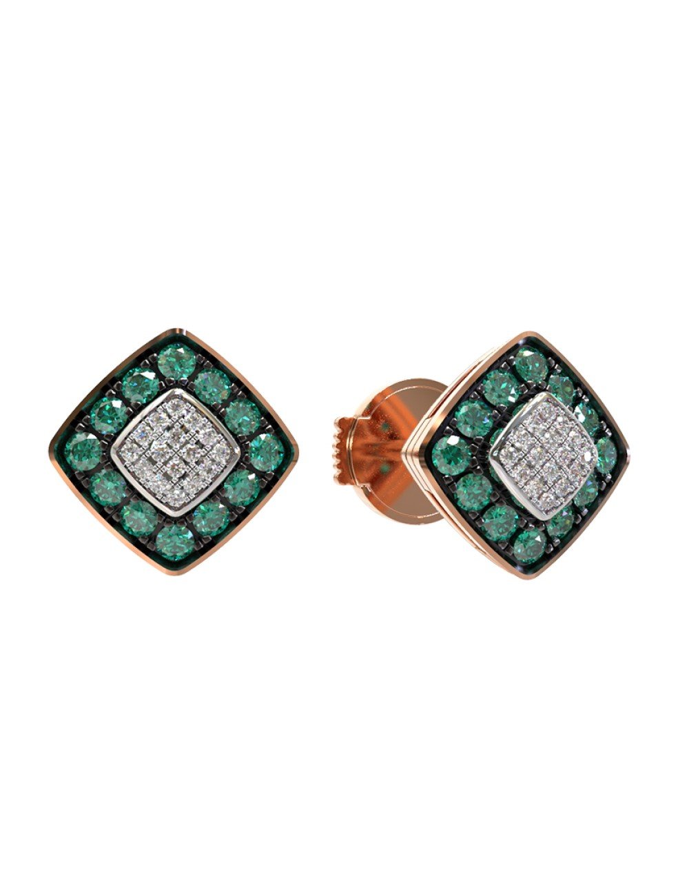 Серьги из золота c бриллиантами и изумрудом