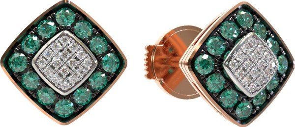 Серьги из золота c бриллиантами и изумрудом