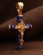 Крест из золота c лазуритом