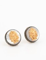 Серьги из золота c эмалью и перламутром