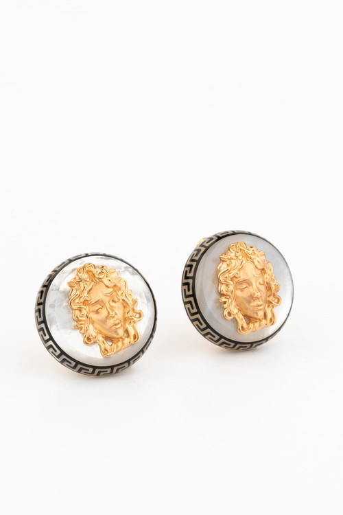 Серьги из красного золота 585 пробы c эмалью и перламутром