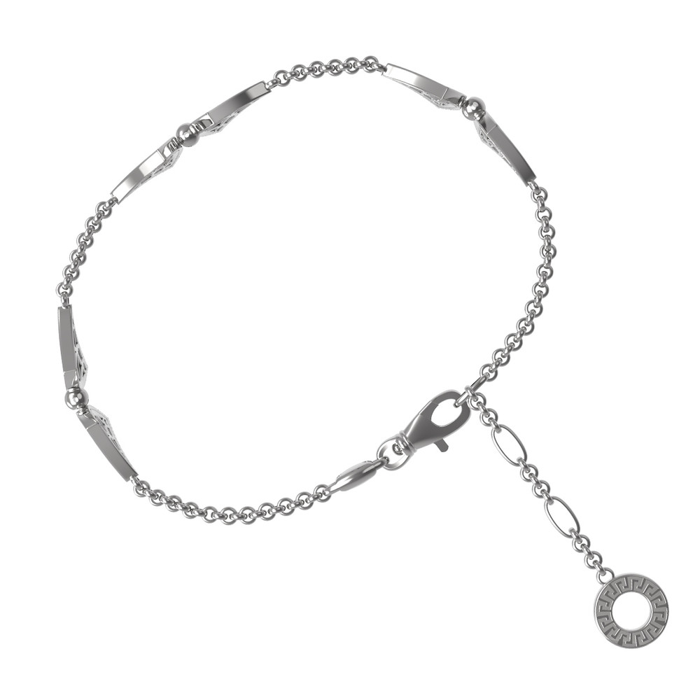 Браслет из белого золота 585 пробы c бриллиантами и ониксом