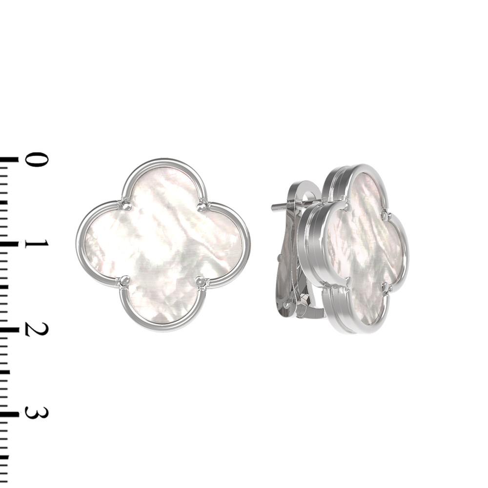 Серьги из белого золота 585 пробы c перламутром