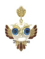 Подвеска из лимонного золота c эмалью и жемчугом