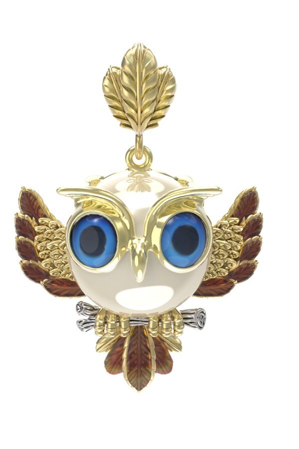 Подвеска из лимонного золота c эмалью и жемчугом