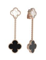 Серьги из золота c ониксом и перламутром