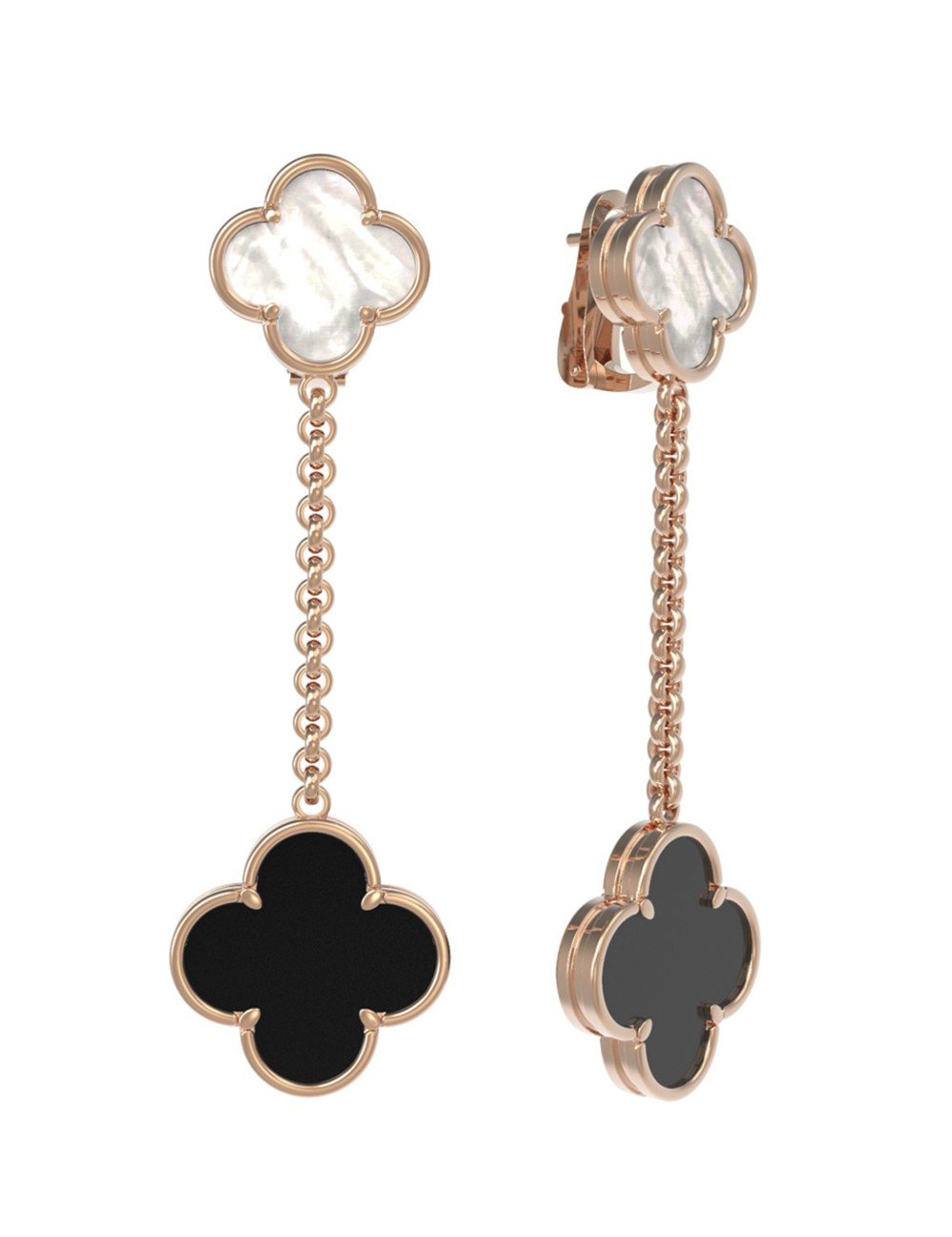 Серьги из золота c ониксом и перламутром