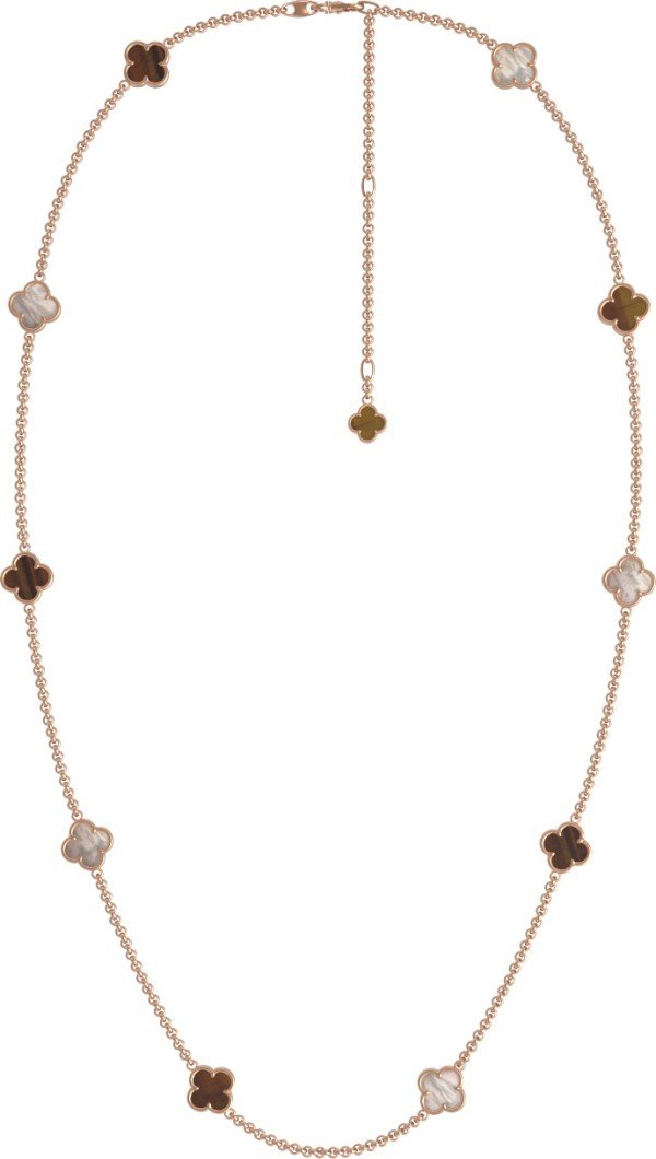 Колье из золота c тигровым глазом и перламутром