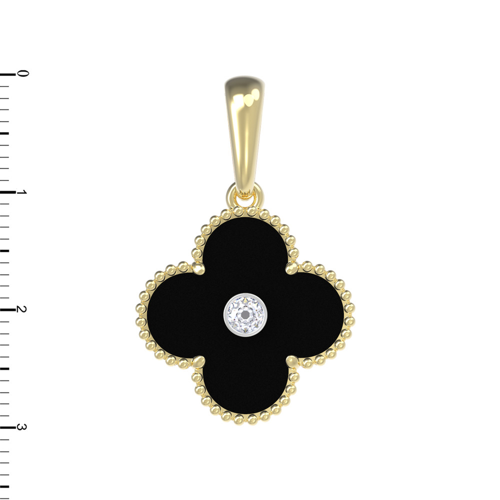 Подвеска из лимонного золота 585 пробы c бриллиантами и ониксом