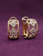 Серьги из лимонного золота 585 пробы c бриллиантами