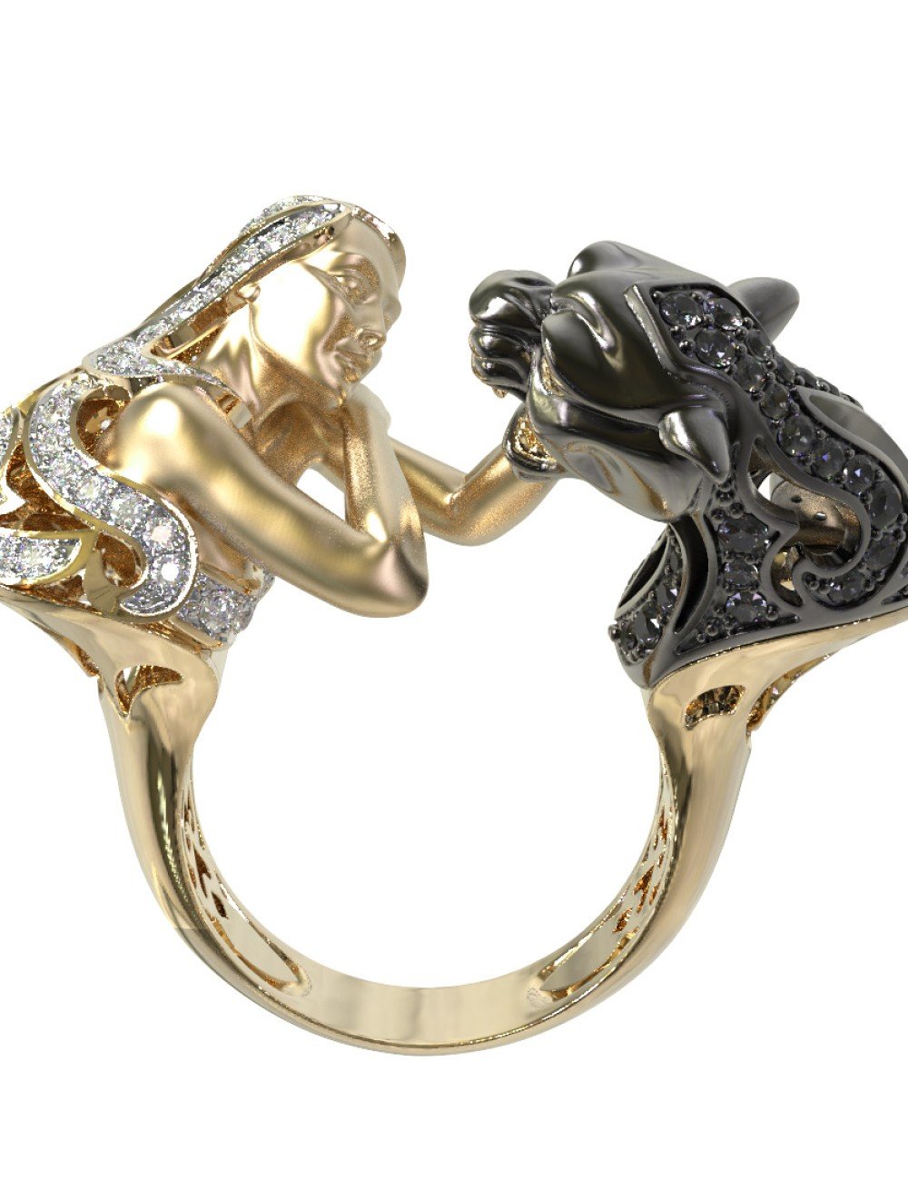 Кольцо из лимонного золота c фианитом