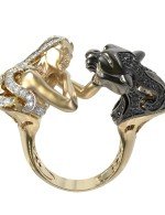 Кольцо из лимонного золота c фианитом