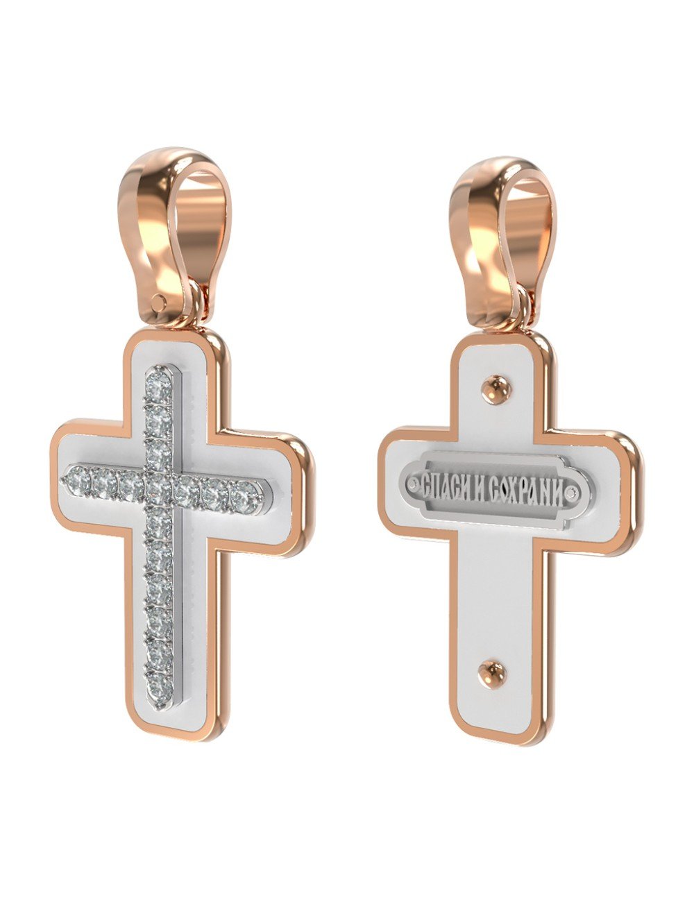 Крест из золота c эмалью и бриллиантами