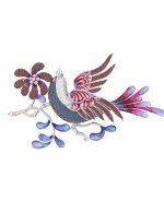 Брошь из белого золота c эмалью и фианитом