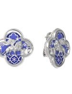 Серьги из белого золота c эмалью и перламутром