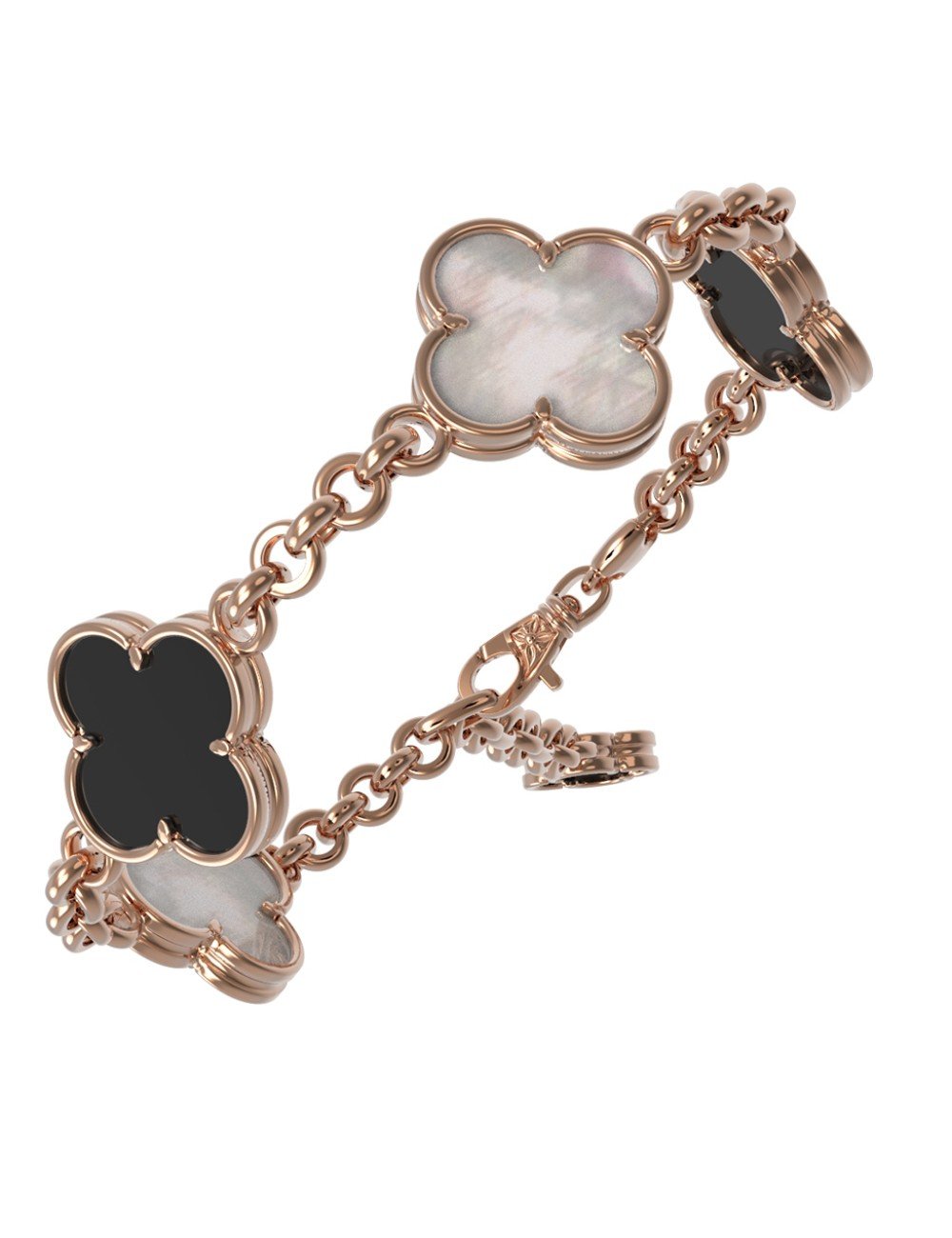 Браслет из золота c ониксом и перламутром