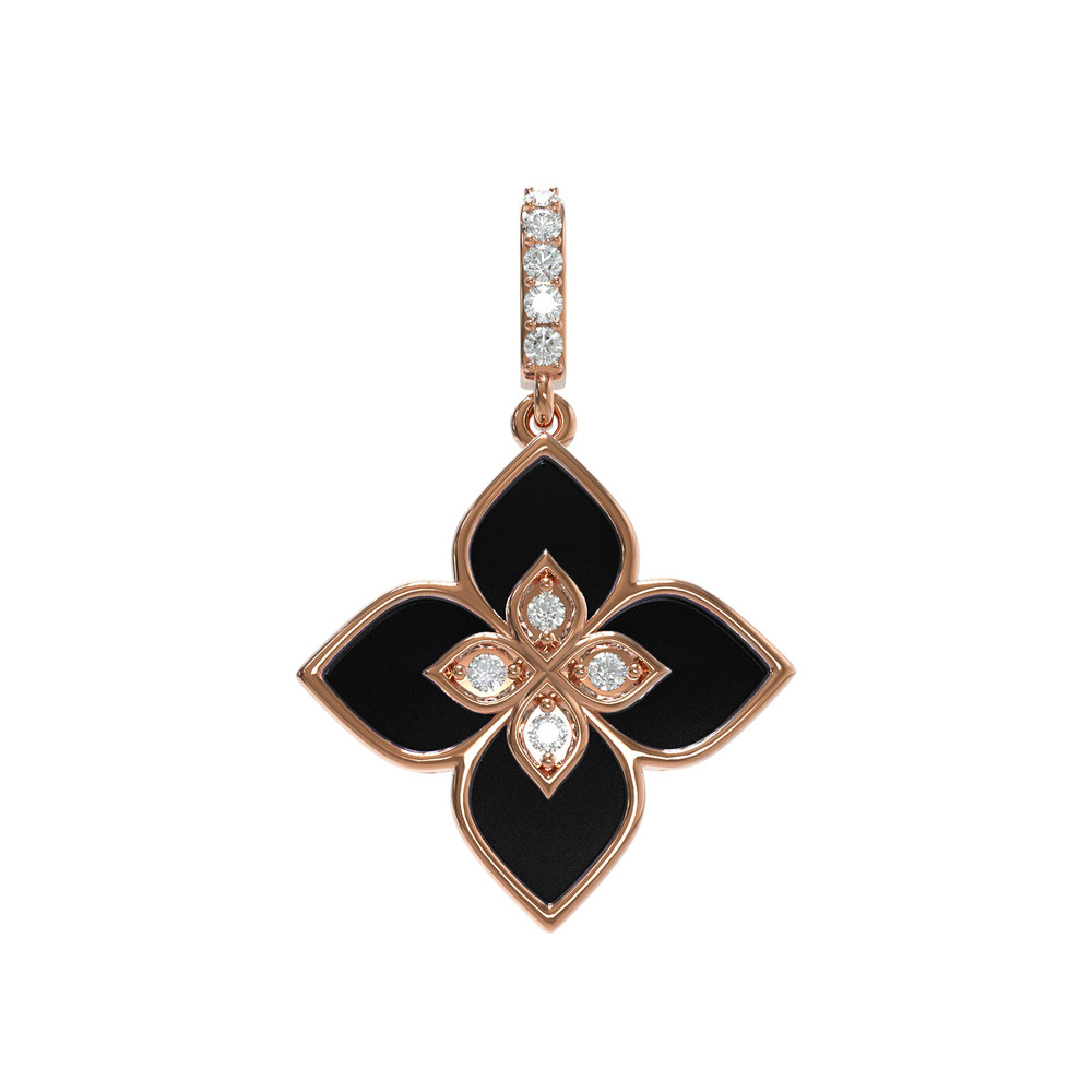 Подвеска из красного золота 585 пробы c бриллиантами и ониксом
