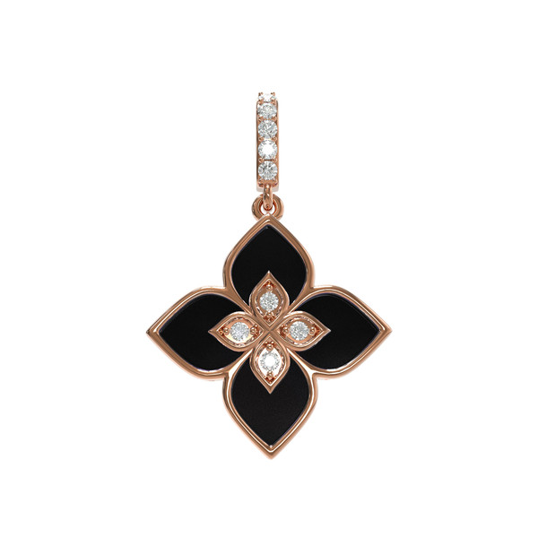 Подвеска из красного золота 585 пробы c бриллиантами и ониксом