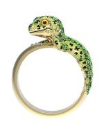 Кольцо из лимонного золота c эмалью и рубином