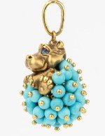 Подвеска из лимонного золота c эмалью и бирюзой